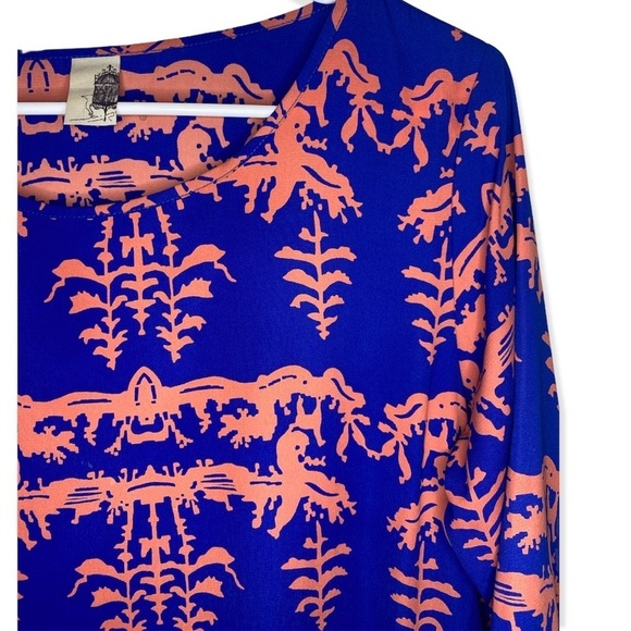 Francescas Bird Cage dress royal blue coral pink womens size Large - Picture 5 of 6